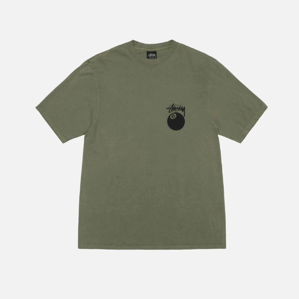 Stüssy 8 Ball Pigment Dyed Olive Tee frontal