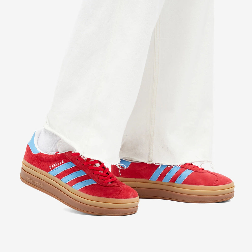 Adidas Gazelle Bold Active Pink Blue Burst on feet