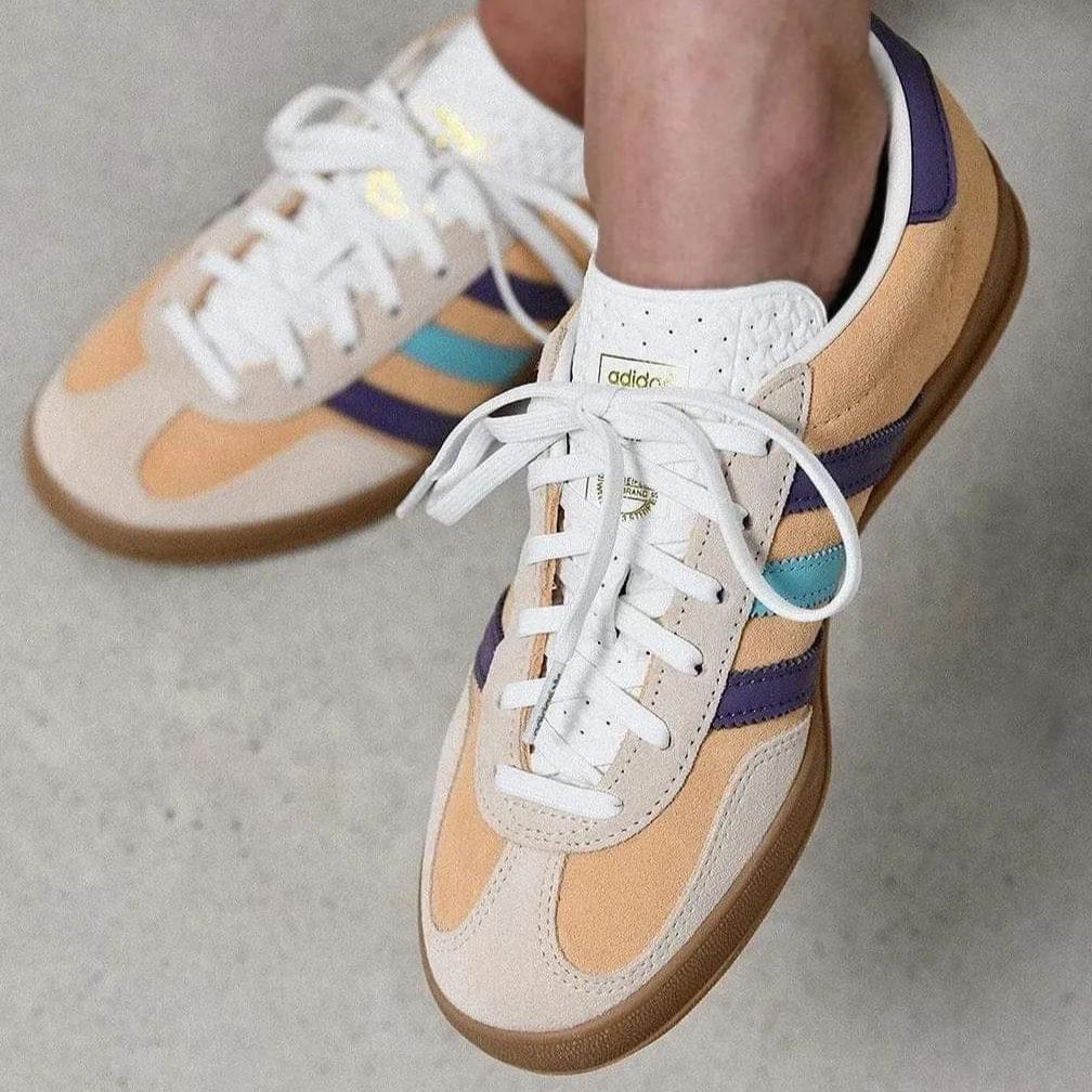 Adidas Gazelle Indoor Glow Orange Shadow Violet on feet