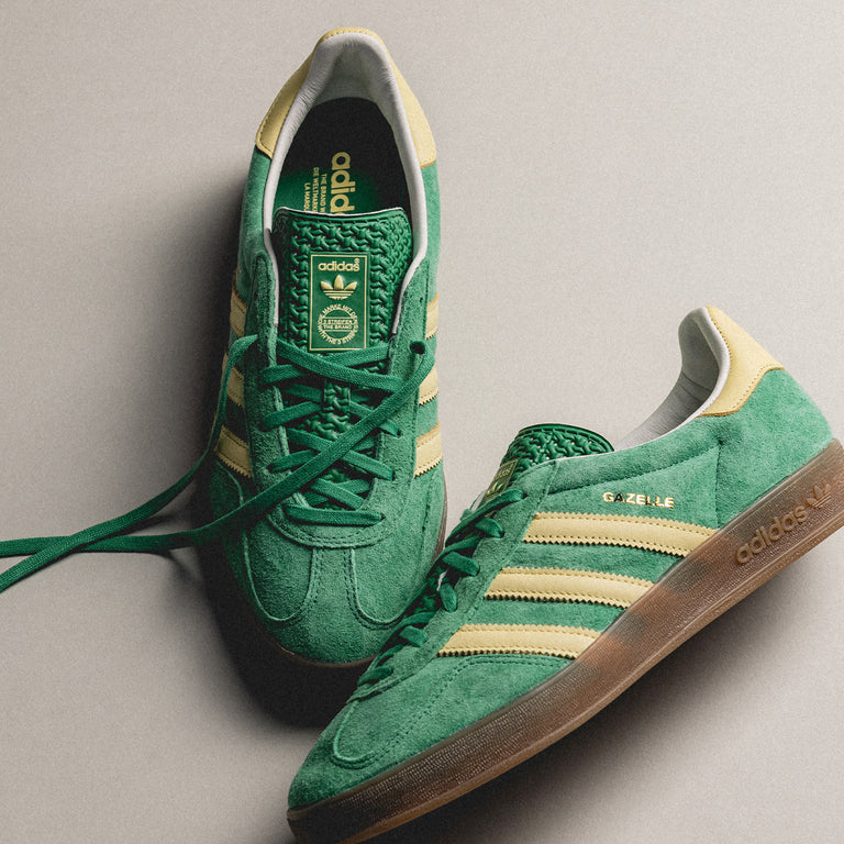Adidas Gazelle Indoor Semi Court Green on feet