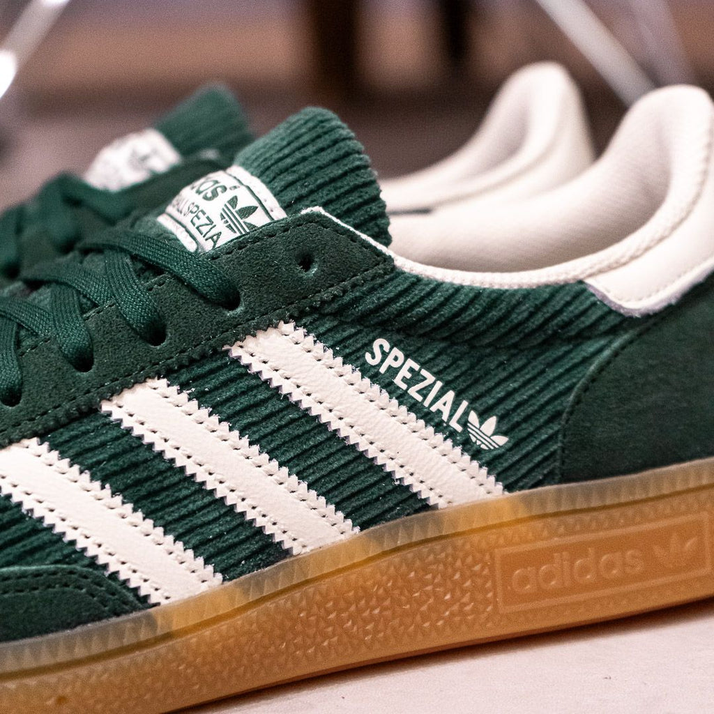 Adidas Handball Spezial Corduroy Mineral Green on feet