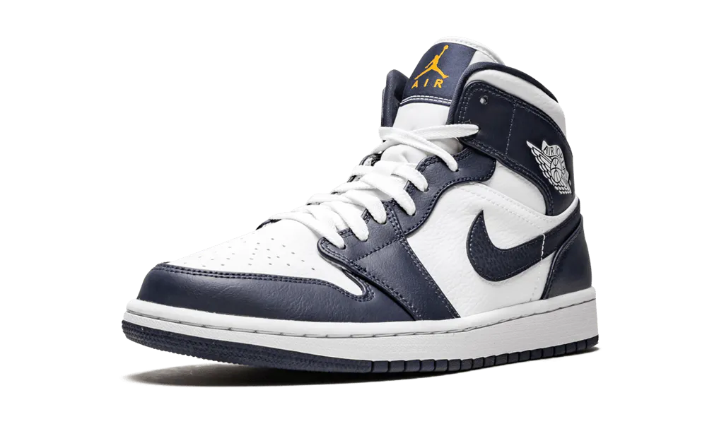 Air Jordan 1 Mid White Metallic Gold Obsidian