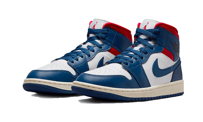 Air Jordan 1 Mid French Blue Gym Red  frontal image