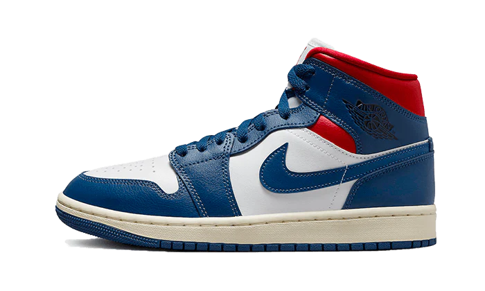 Air Jordan 1 Mid French Blue Gym Red  lateral image