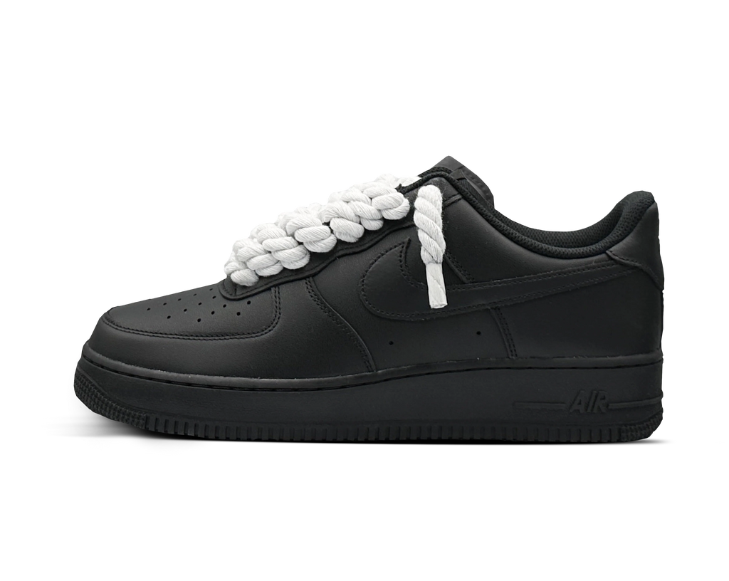 Nike Air Force 1 Black Rope Laces 'White' - lateral