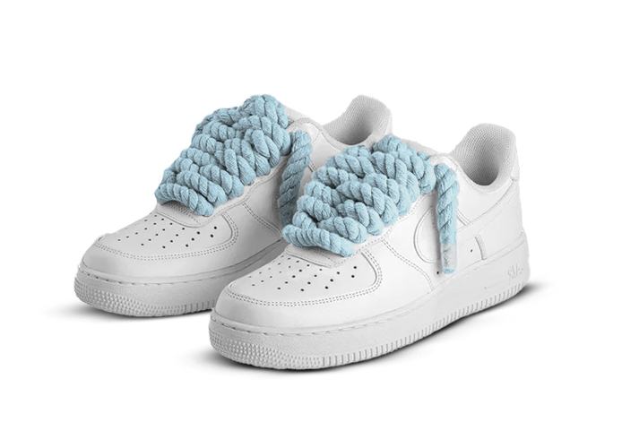 Nike Air Force 1 White Rope Laces 'Baby Blue' - frontal