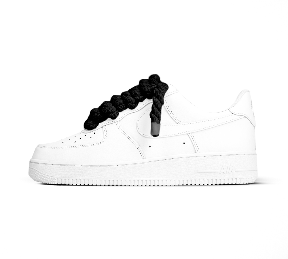 Nike Air Force 1 White Rope Laces 'Black' - lateral