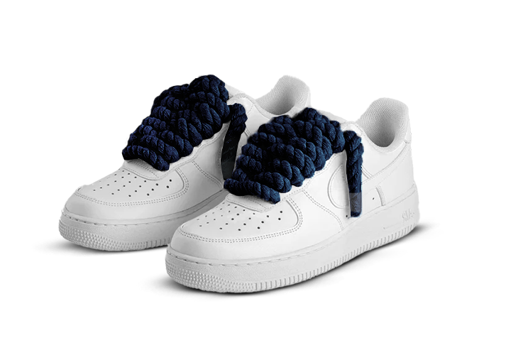 Nike Air Force 1 White Rope Laces 'Navy Blue' frontal