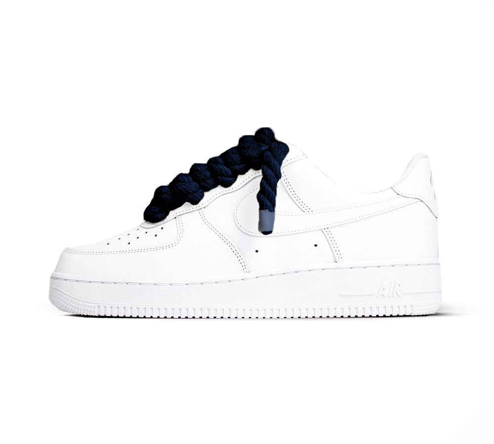 Nike Air Force 1 White Rope Laces 'Navy Blue' lateral