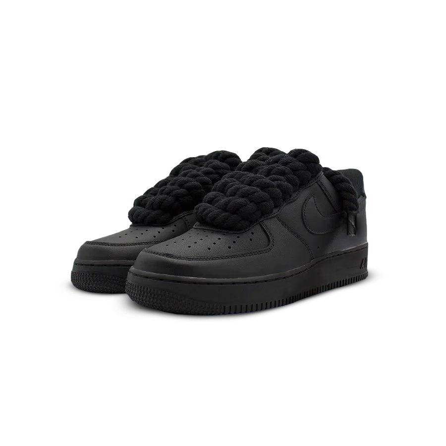 Nike Air Force 1 Black Rope Laces 'Black' - frontal