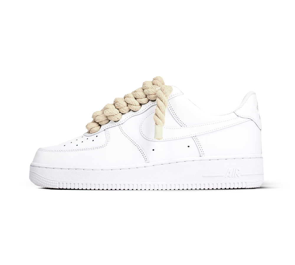 Nike Air Force 1 White Rope Laces 'Creme' - lateral