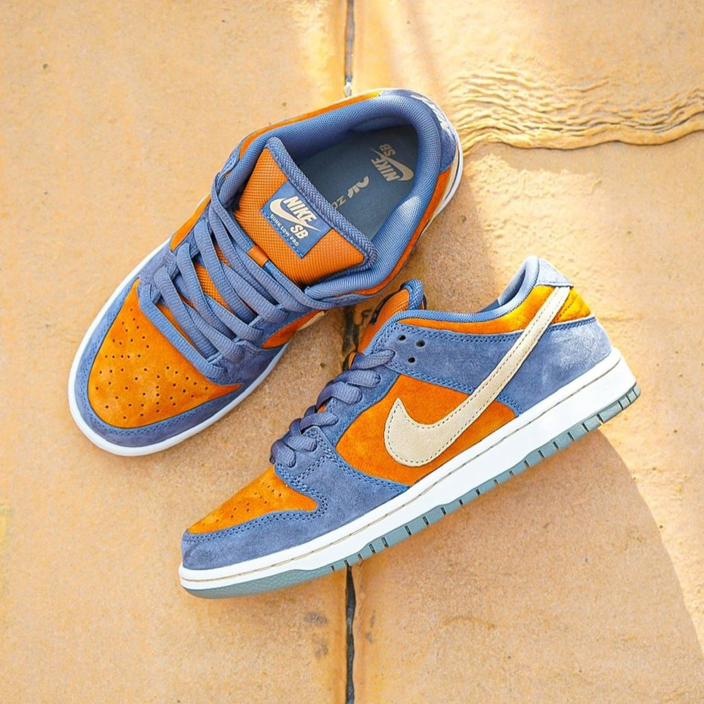 Nike SB Dunk Low Light Carbon Monarch on feet