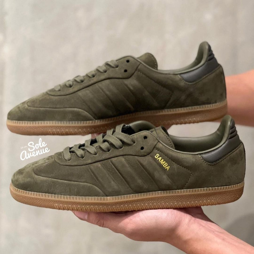 Adidas Samba OG Olive Strata Gum - SKU: IG1242on feet