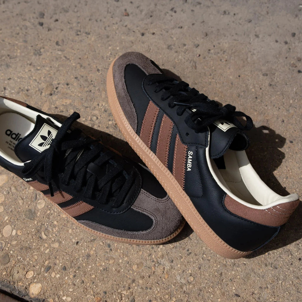 Adidas Samba OG Core Black Preloved Brown - SKU: IE9123 on feet