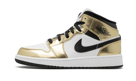 Air Jordan 1 Mid Metallic Gold Black White DC1420-700 – sneaker autêntico da CollectKicks