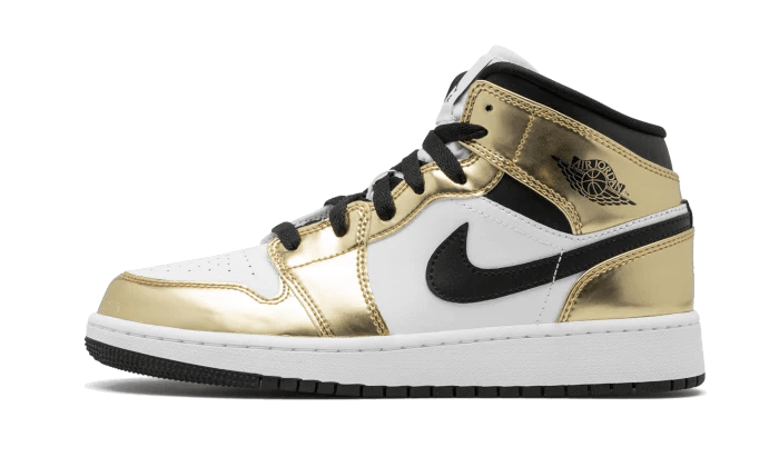 Air Jordan 1 Mid Metallic Gold Black White DC1420-700 – sneaker autêntico da CollectKicks