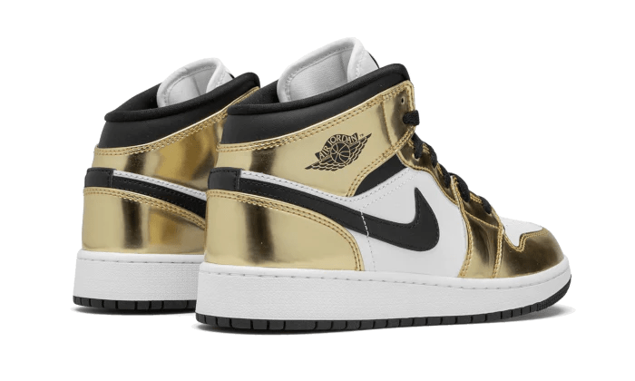 Air Jordan 1 Mid Metallic Gold Black White DC1420-700 – sneaker autêntico da CollectKicks