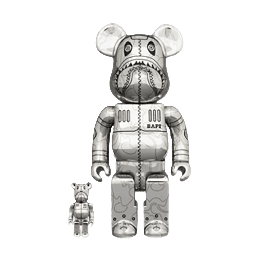 Bearbrick x BAPE x Hajime Sorayama Camo Shark 100% & 400% Set