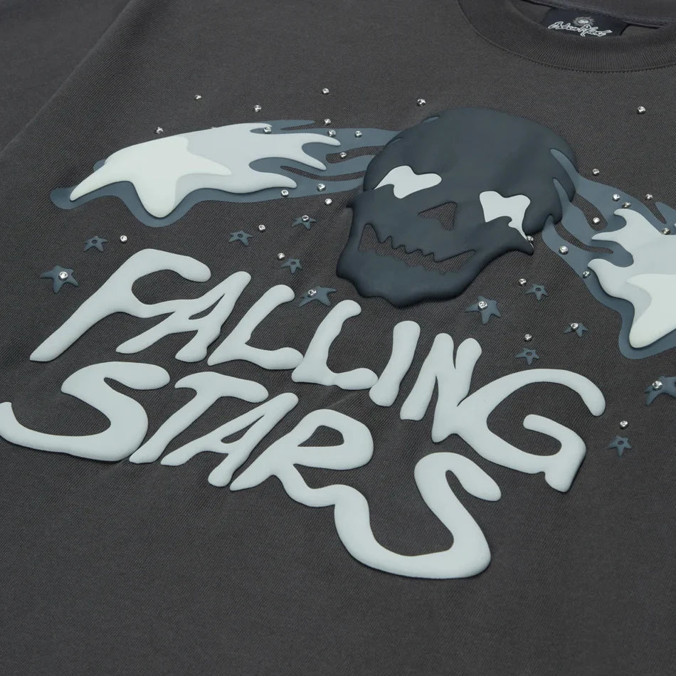 Broken Planet Falling Stars T-Shirt Soot Black  – sneaker autêntico da CollectKicks
