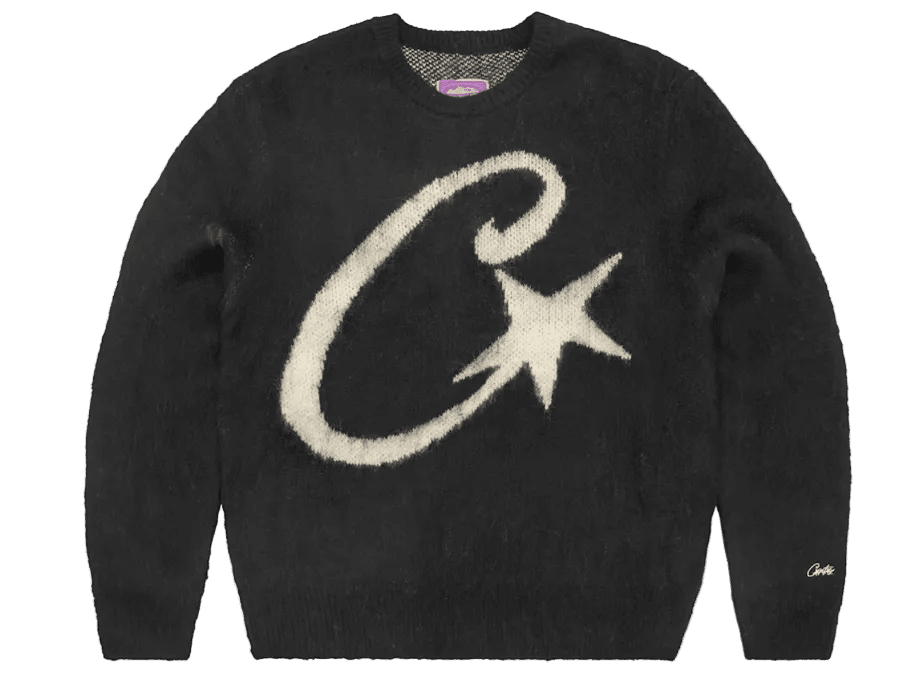 Corteiz C Star Mohair Knit Sweater Black | CollectKicks