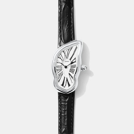 MELTING WATCH LARGE SILVER | BLACK STRAP  – sneaker autêntico da CollectKicks
