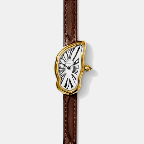 MELTING WATCH SMALL GOLD | BROWN STRAP  – sneaker autêntico da CollectKicks