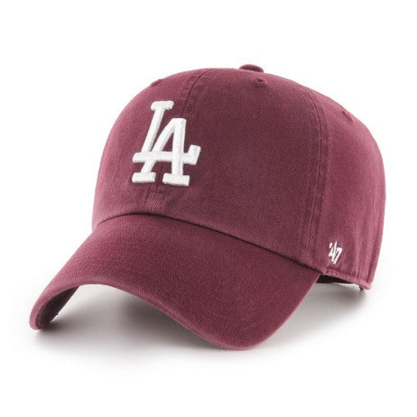 '47 Clean Up Adjustable 'Dark Maroon' - Los Angeles Dodgers Logo - frontal