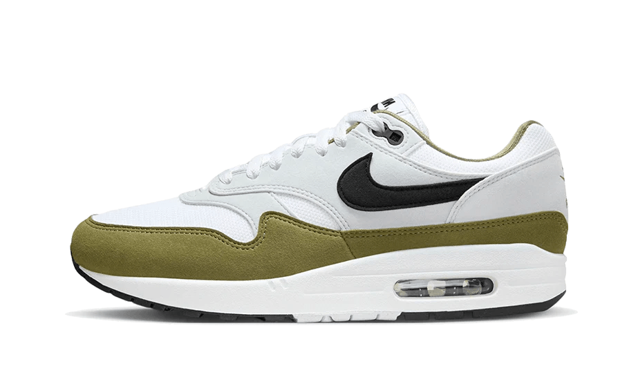 Nike Air Max 1 White Black Medium Olive  – sneaker autêntico da CollectKicks