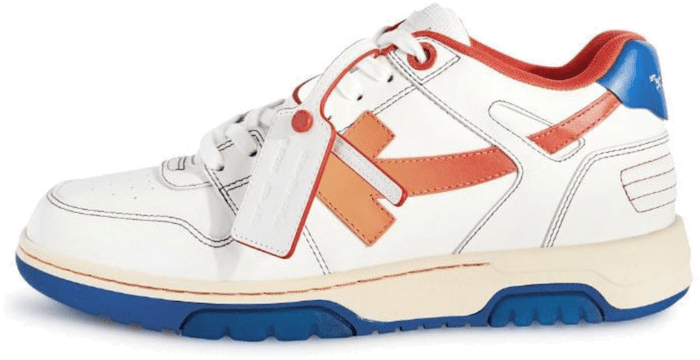 OFF - WHITE Out Of Office OOO Low Tops White Orange Blue Contrast Stitching  – sneaker autêntico da CollectKicks
