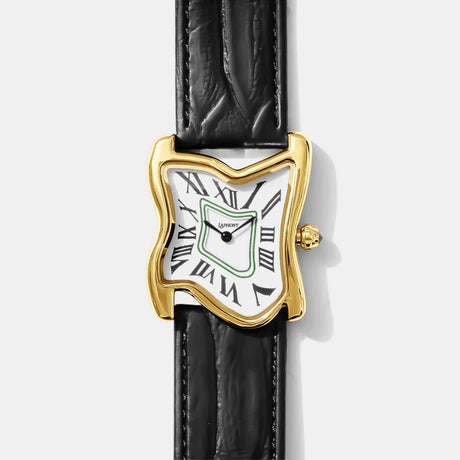 SQUARE MELTING WATCH LARGE GOLD | BLACK STRAP  – sneaker autêntico da CollectKicks