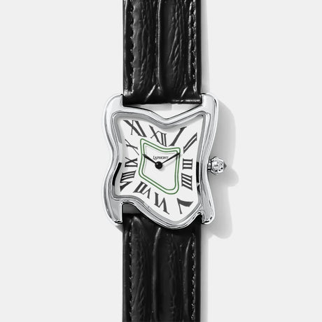 SQUARE MELTING WATCH LARGE SILVER | BLACK STRAP  – sneaker autêntico da CollectKicks