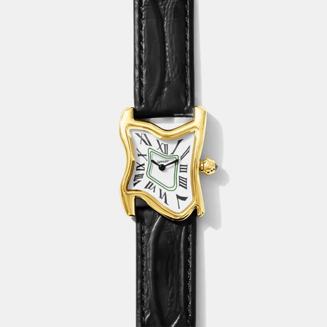 SQUARE MELTING WATCH SMALL GOLD | BLACK STRAP  – sneaker autêntico da CollectKicks