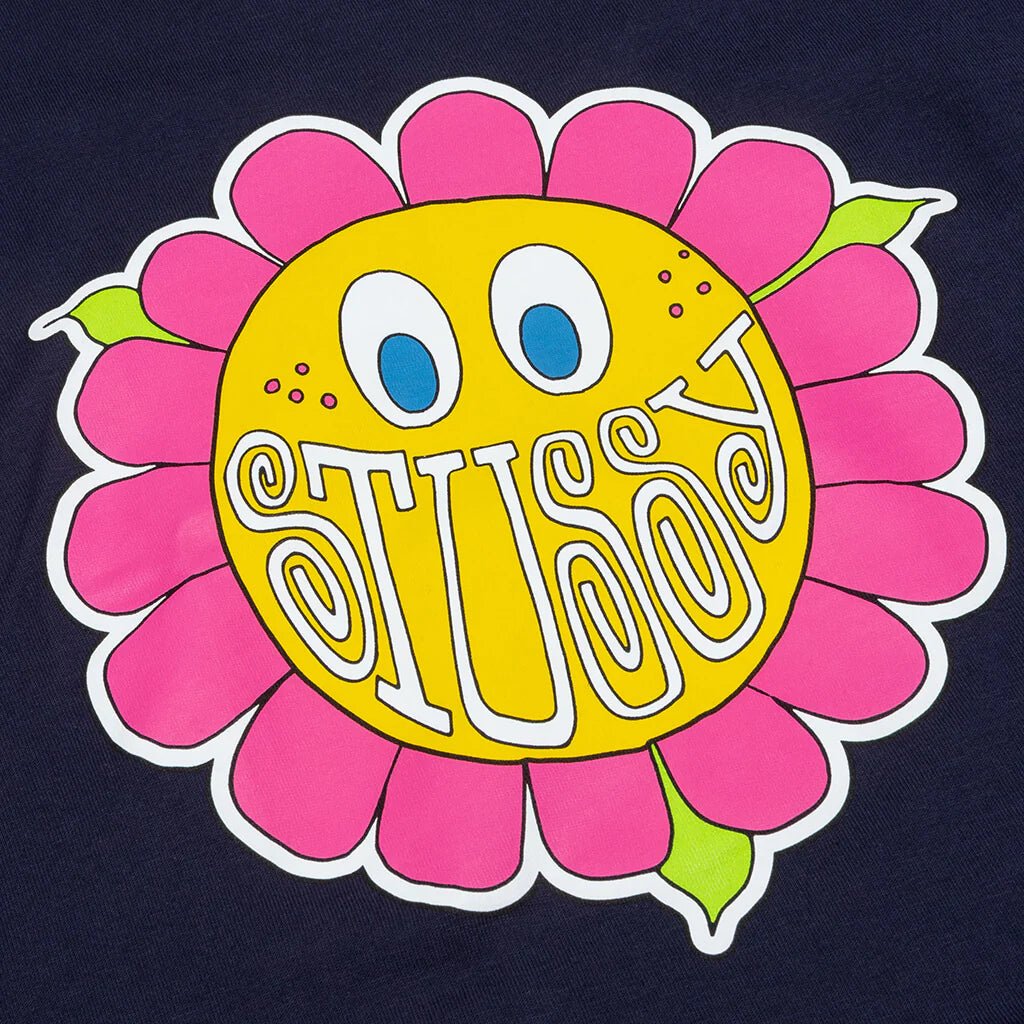Stüssy Men’s Happy Flower Tee Navy  – sneaker autêntico da CollectKicks