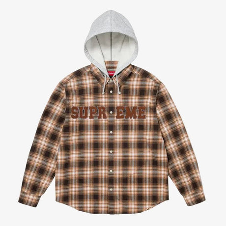 Supreme Applique Hooded Flannel Shirt Brown  – sneaker autêntico da CollectKicks