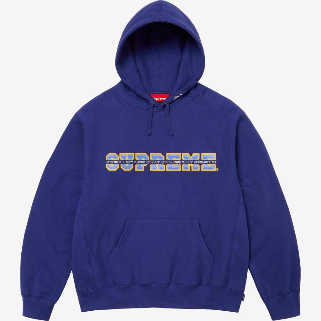 Supreme Collegiate Acronym Hooded Sweatshirt Royal  – sneaker autêntico da CollectKicks