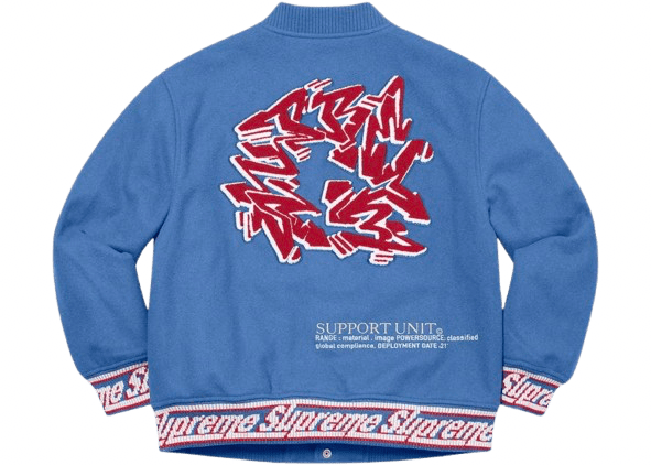 Supreme Support Unit Varsity Jacket Light Blue  – sneaker autêntico da CollectKicks