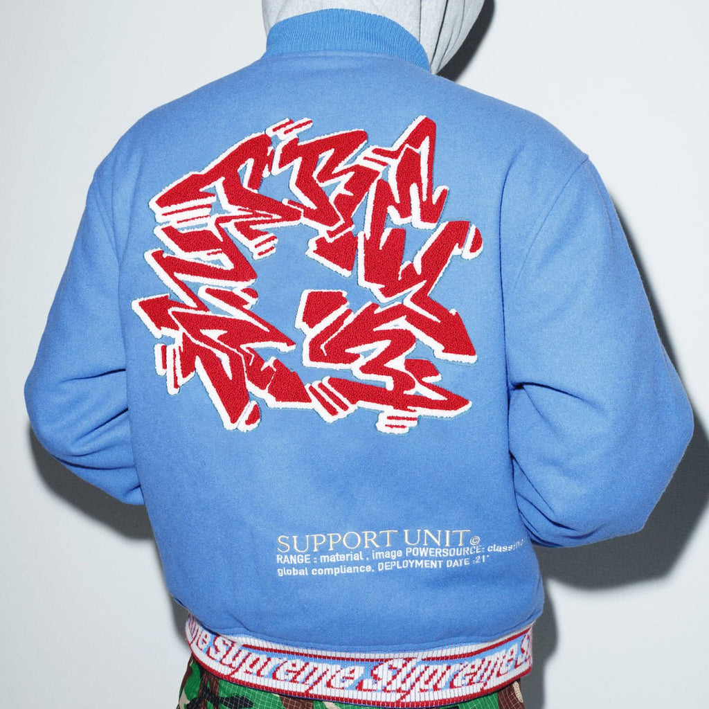 Supreme Support Unit Varsity Jacket Light Blue  – sneaker autêntico da CollectKicks