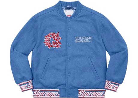 Supreme Support Unit Varsity Jacket Light Blue  – sneaker autêntico da CollectKicks