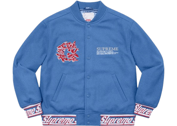 Supreme Support Unit Varsity Jacket Light Blue  – sneaker autêntico da CollectKicks