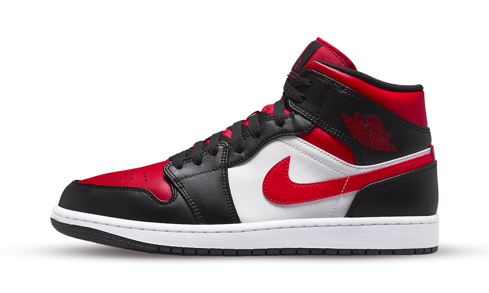 Air Jordan 1 Mid Blanco Negro Rojo 554724 079 Recoger patadas CollectKicks